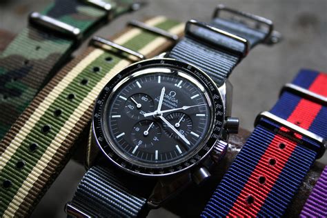 omega speedmaster rubber watch band|omega speedmaster on nato strap.